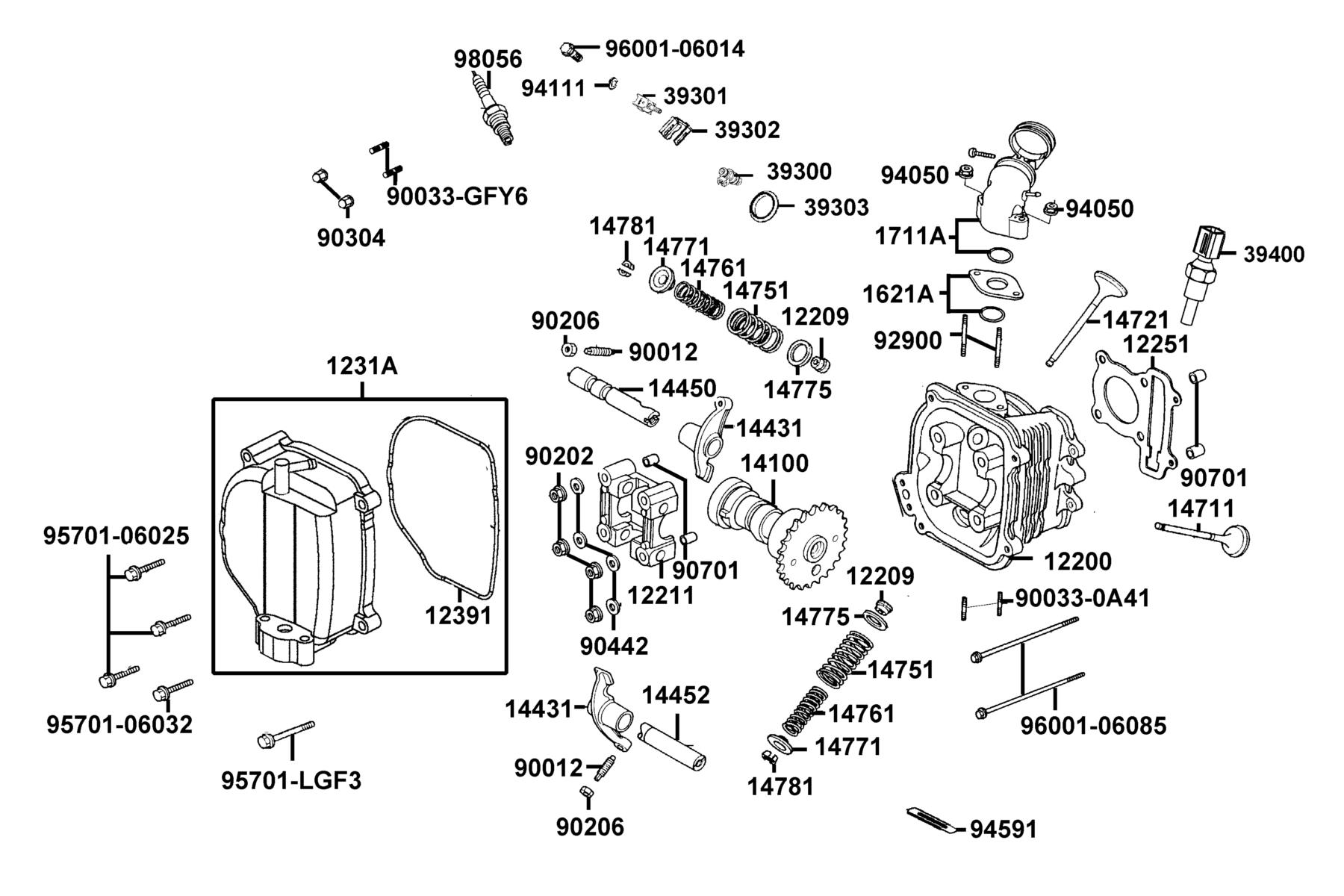 LIKE(2)50(2019~) Cylinder Head parts diagram