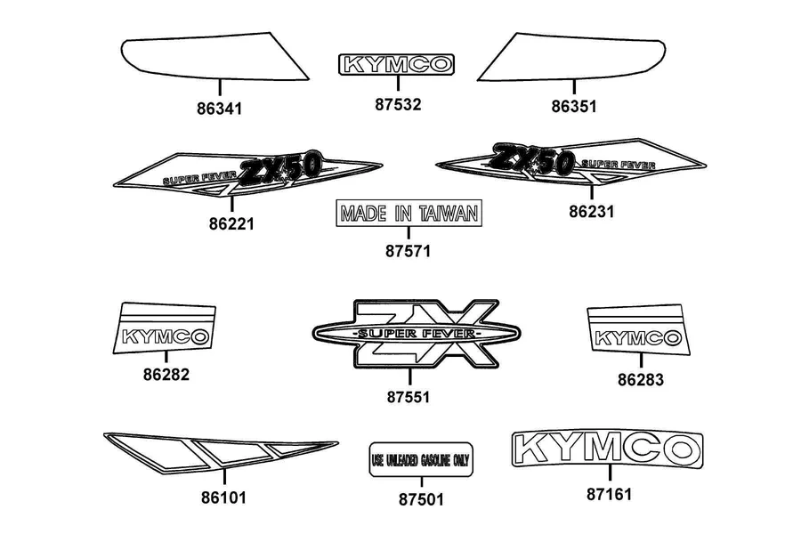 F26 Emblem and Stripe parts diagram