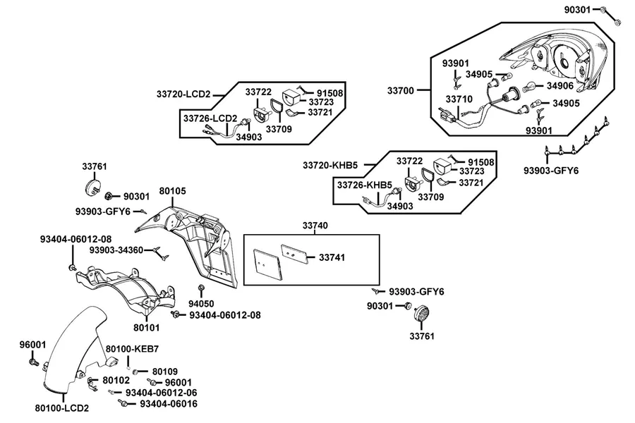 F18 Rear Light and Fender Rr Tire parts diagram