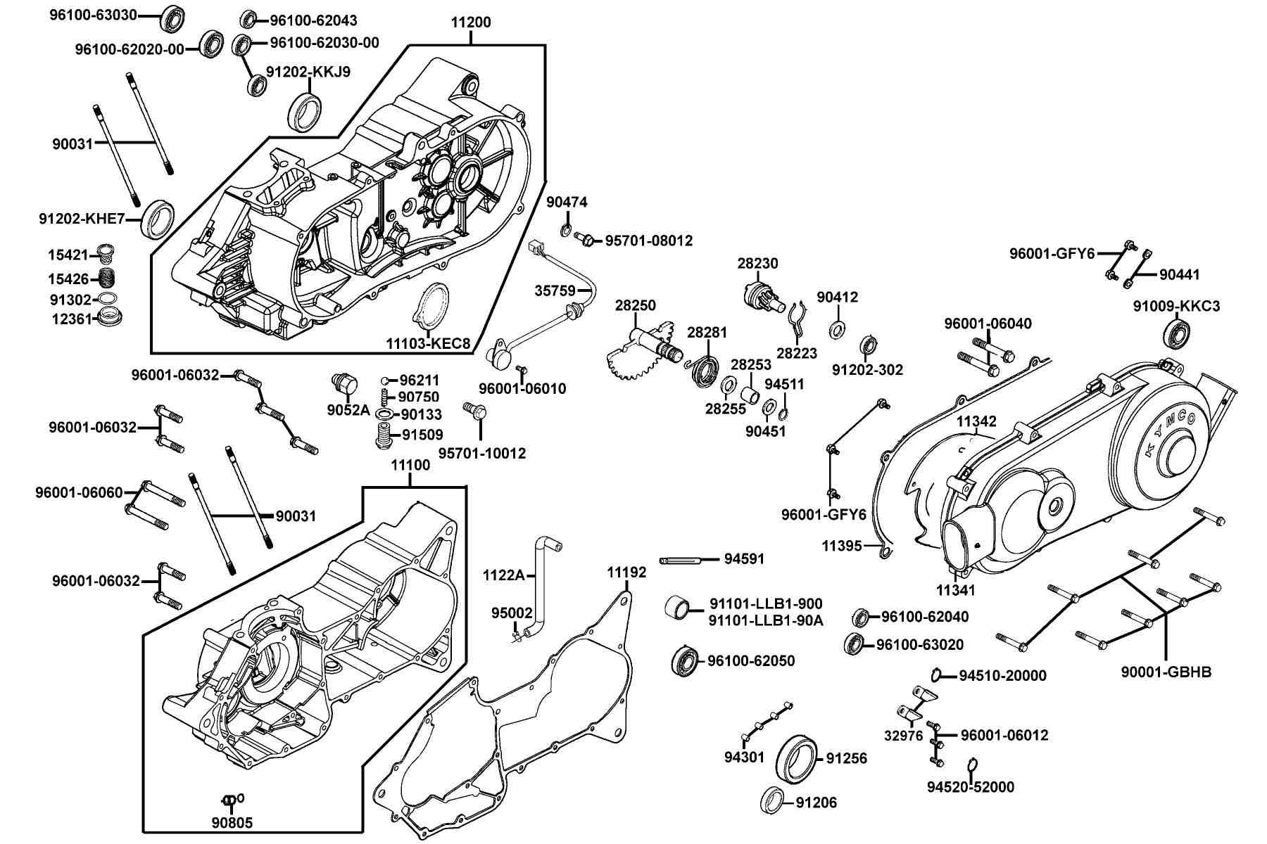 KYMCO MXU 150 (2009) Crank Case parts diagram