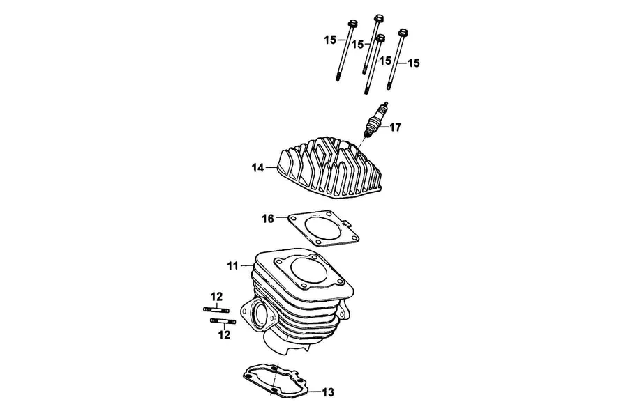 E02 Cylinder Head Cover and Cylinder Head parts diagram