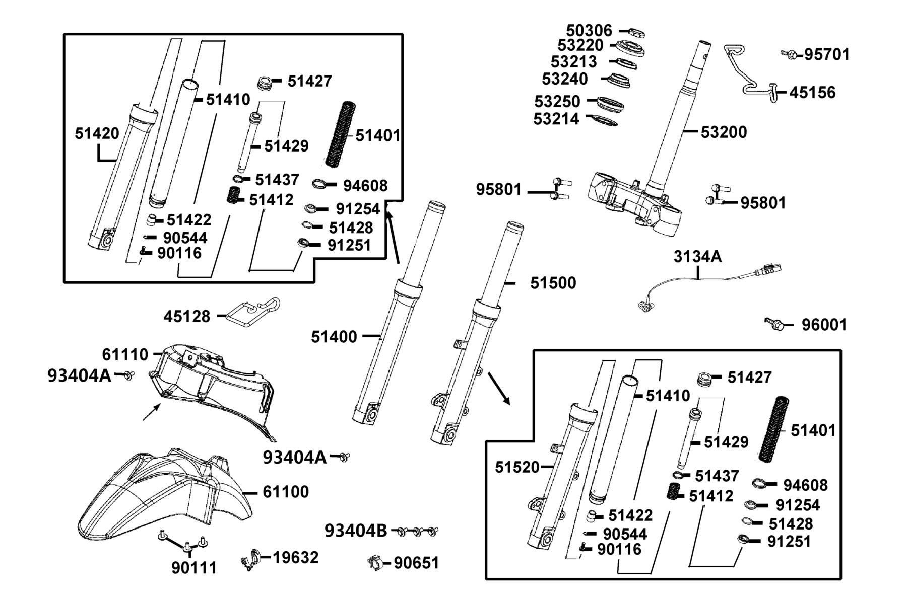 New People S 150(2023) Stem Steering ● Front Cushion parts diagram