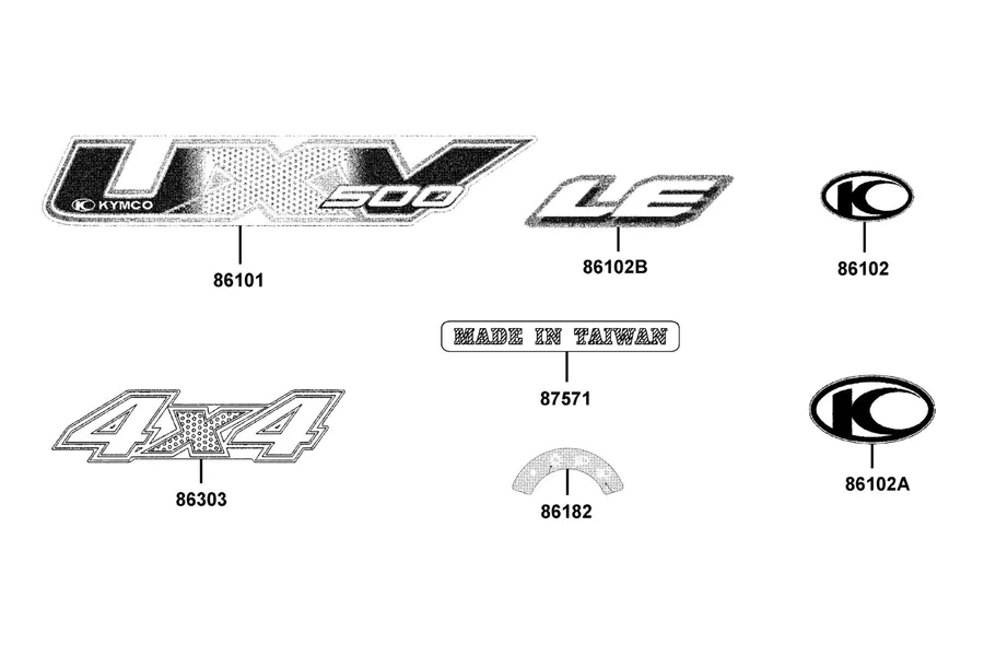 F26 Emblem and Stripe parts diagram