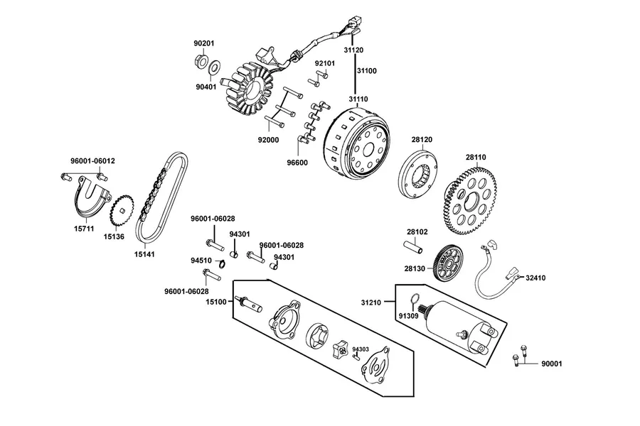 E07 Starting Motor and Generator parts diagram