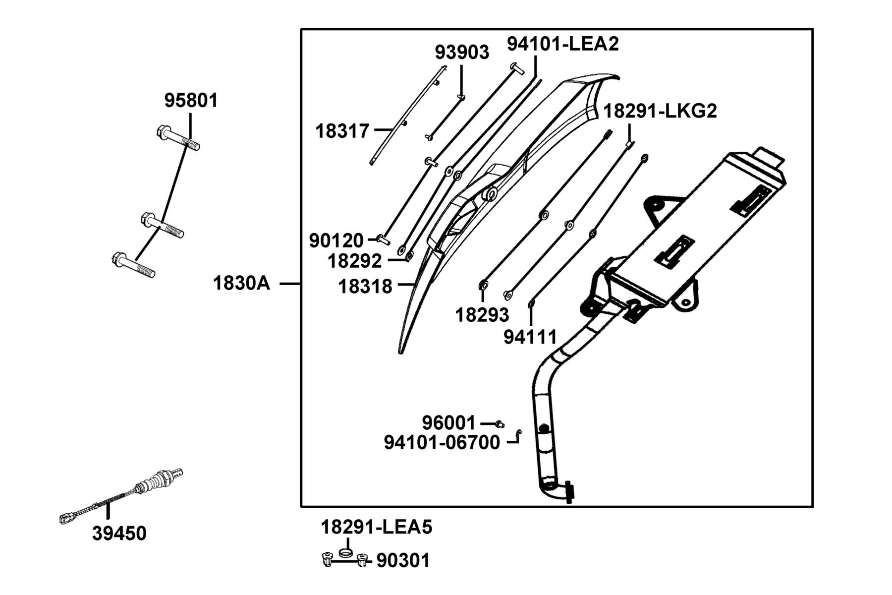 People S 150i ABS MY2026 Exhaust Muffler parts diagram
