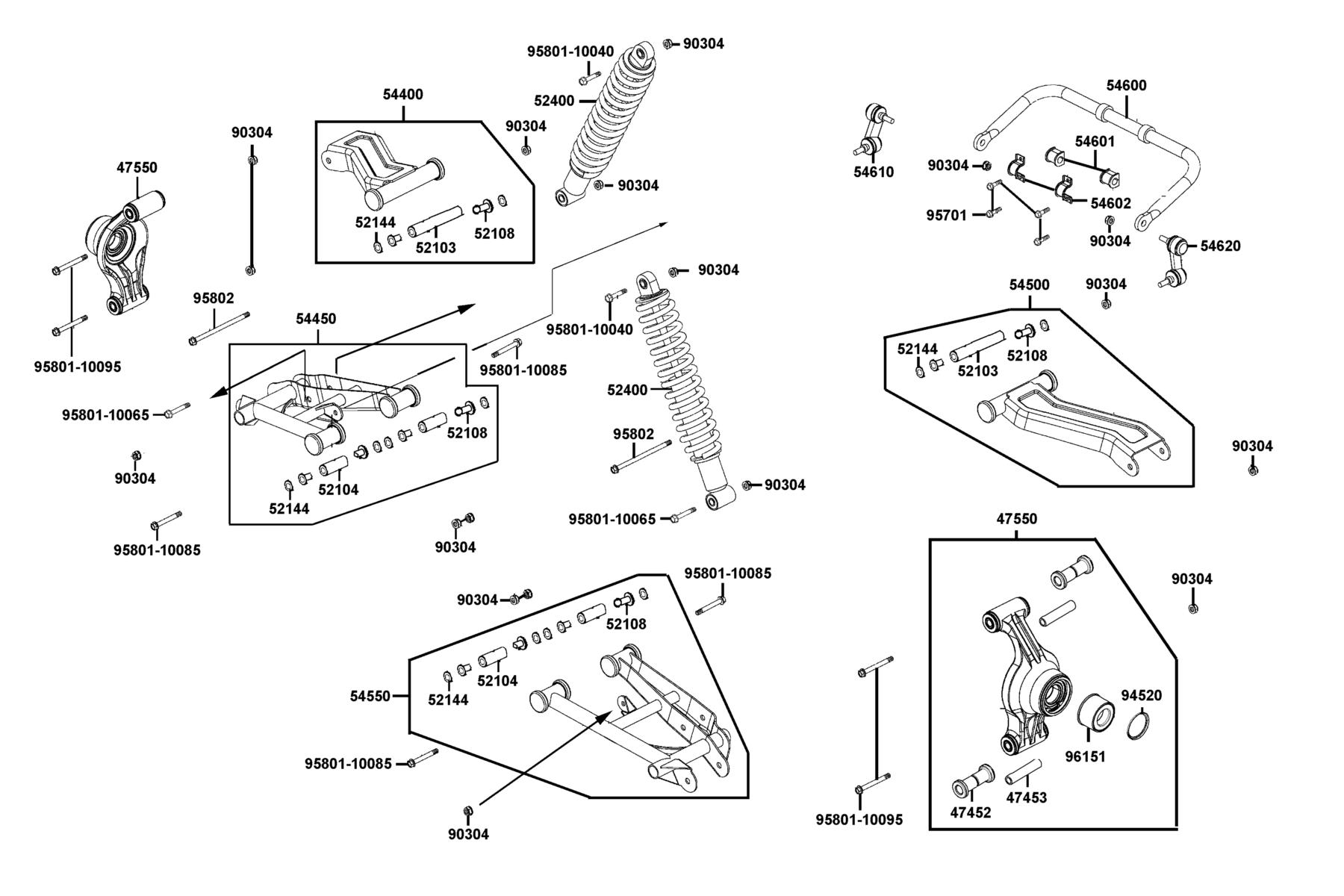 MXU 700i (2016~) Cushion Assy Rr●Control Arm Assy Rr parts diagram