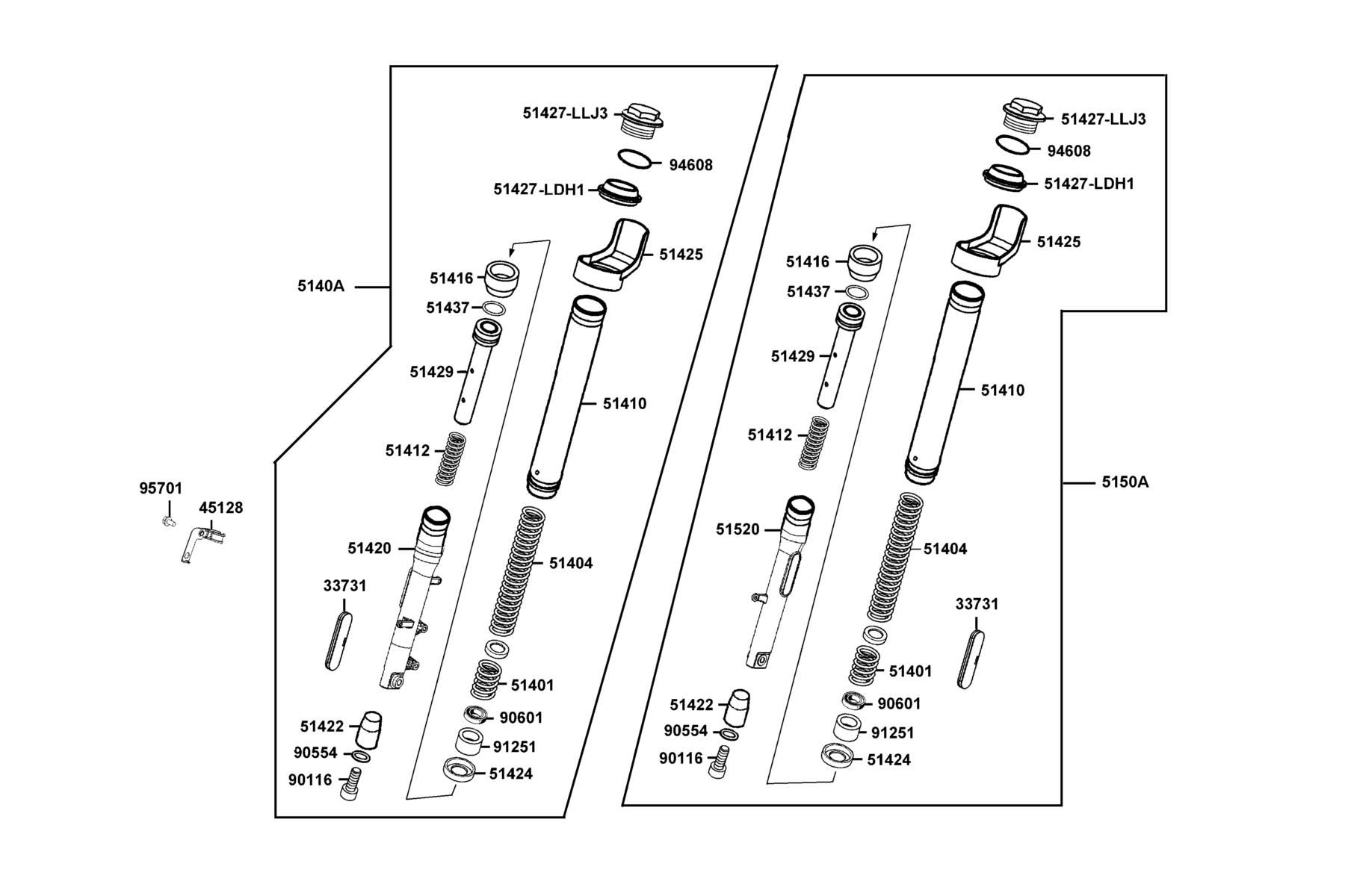 SPADE 150 FI(2020) Front Fork parts diagram