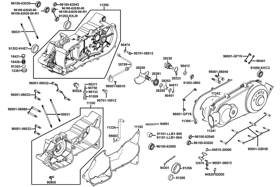 E01 Crank Case parts diagram