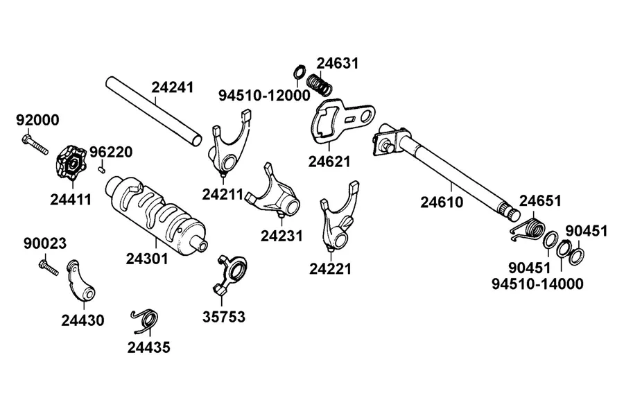 E10 Gearshift parts diagram