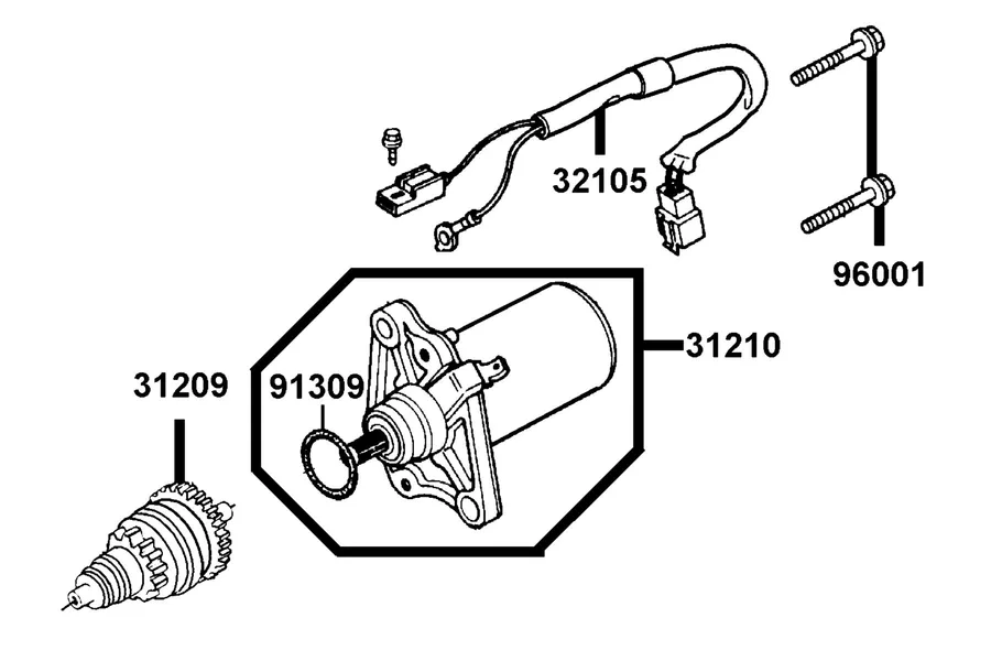 E04 Starting Motor parts diagram