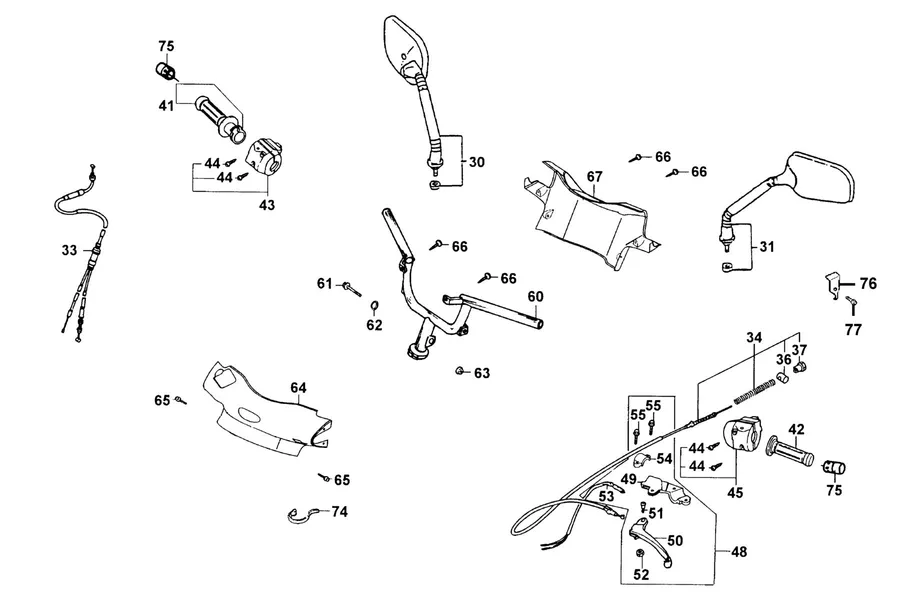 F03 Handle Steering and Handle Cover parts diagram