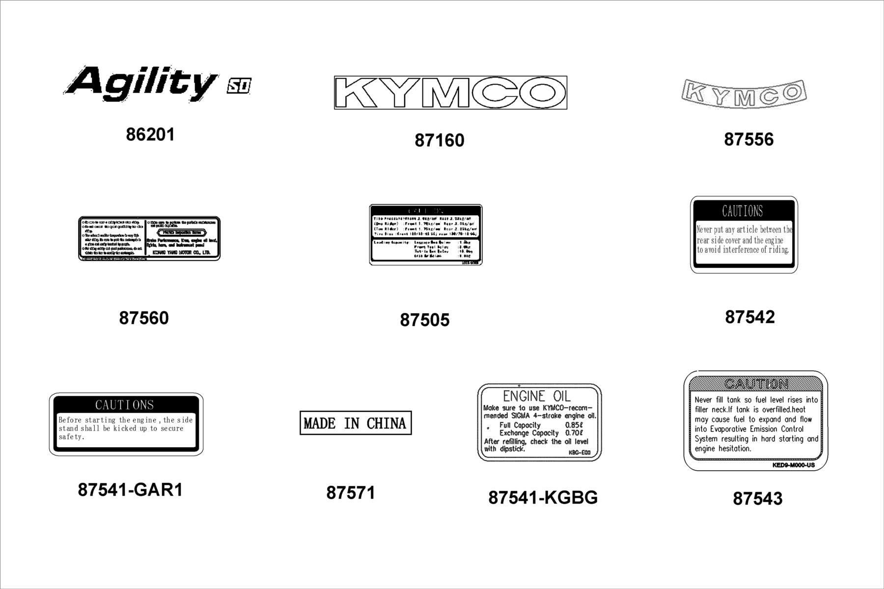 Agility 50 MY2026 Emblem ● Stripe parts diagram