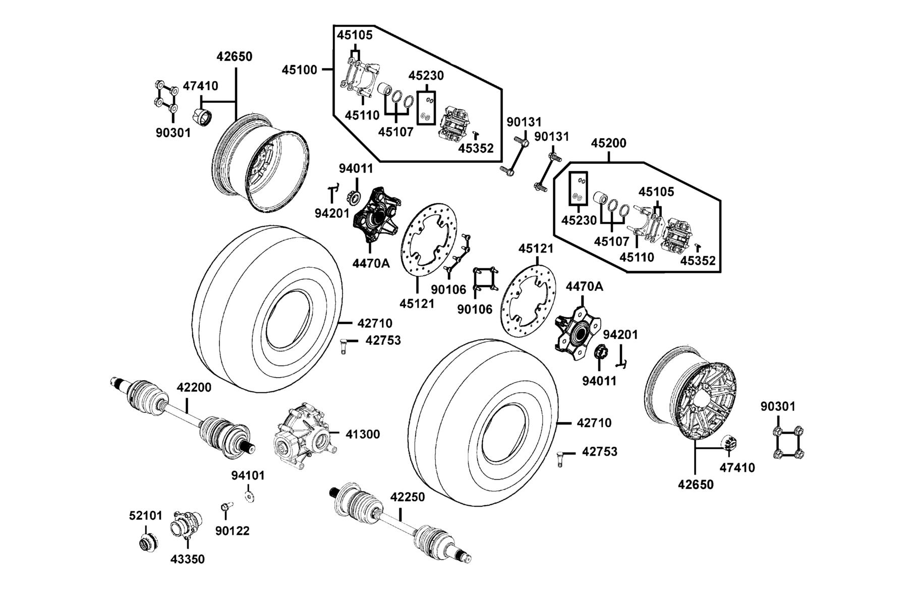 MXU 700i LE 2024 Rear Wheel parts diagram