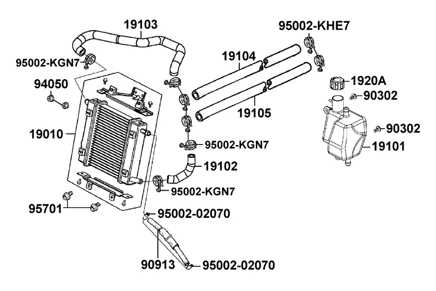 F22 Radiator parts diagram