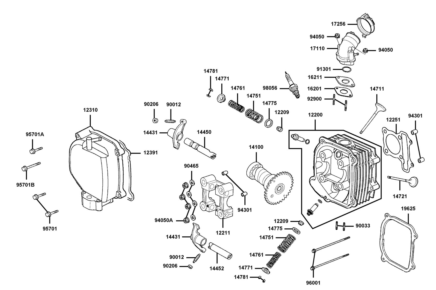 KYMCO PEOPLE 150 (2002-2008) Cylinder Head Cover and Cylinder Head parts diagram
