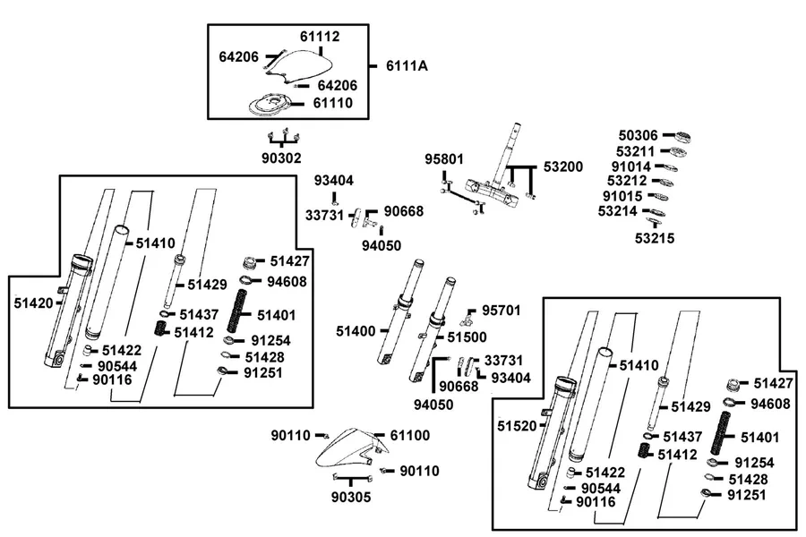 F06 Stem Steering and Front Cushion parts diagram