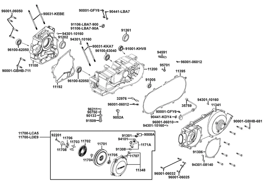 E01 Crank Case parts diagram