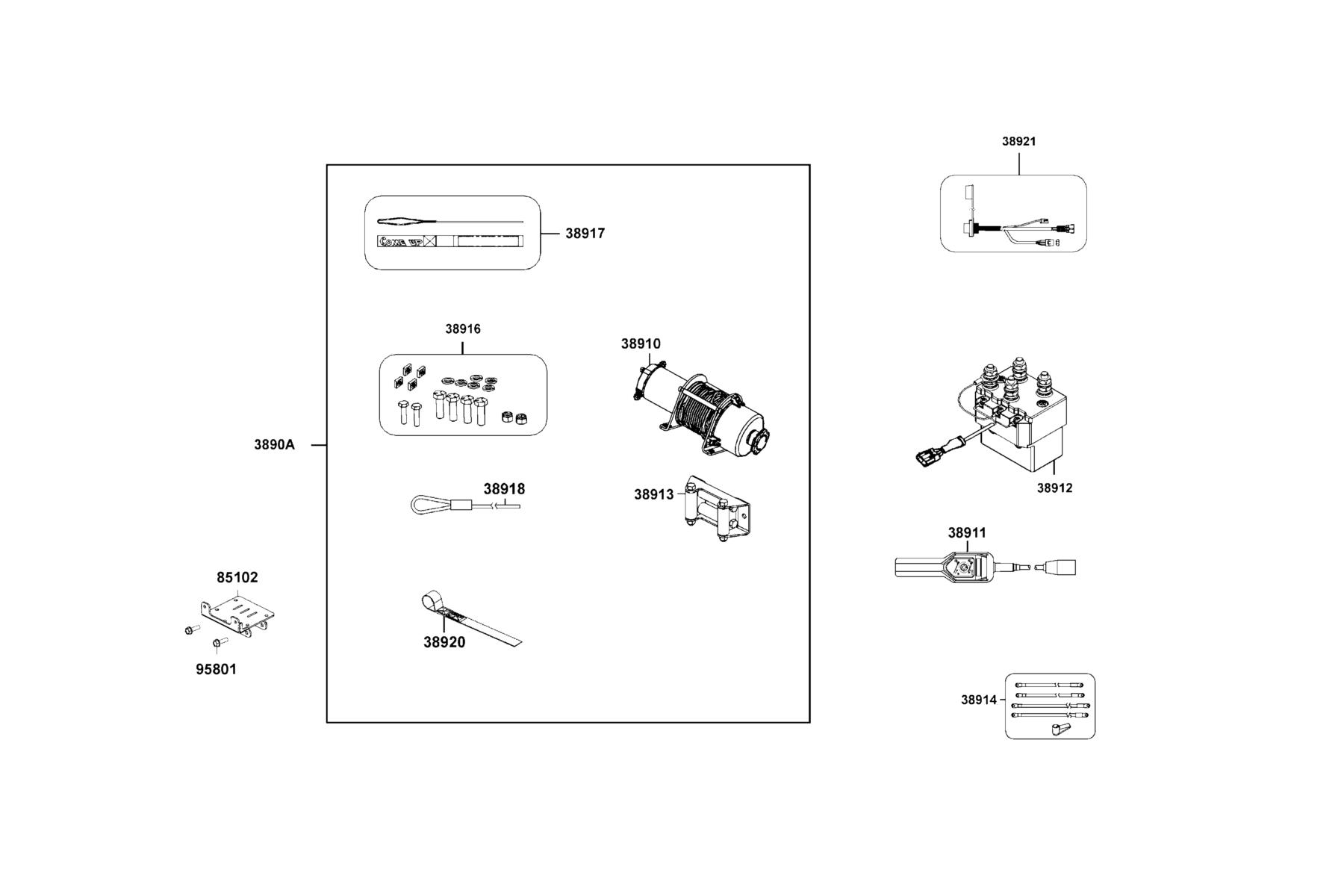 UXV 450i Prime(2018) Assy Winch parts diagram
