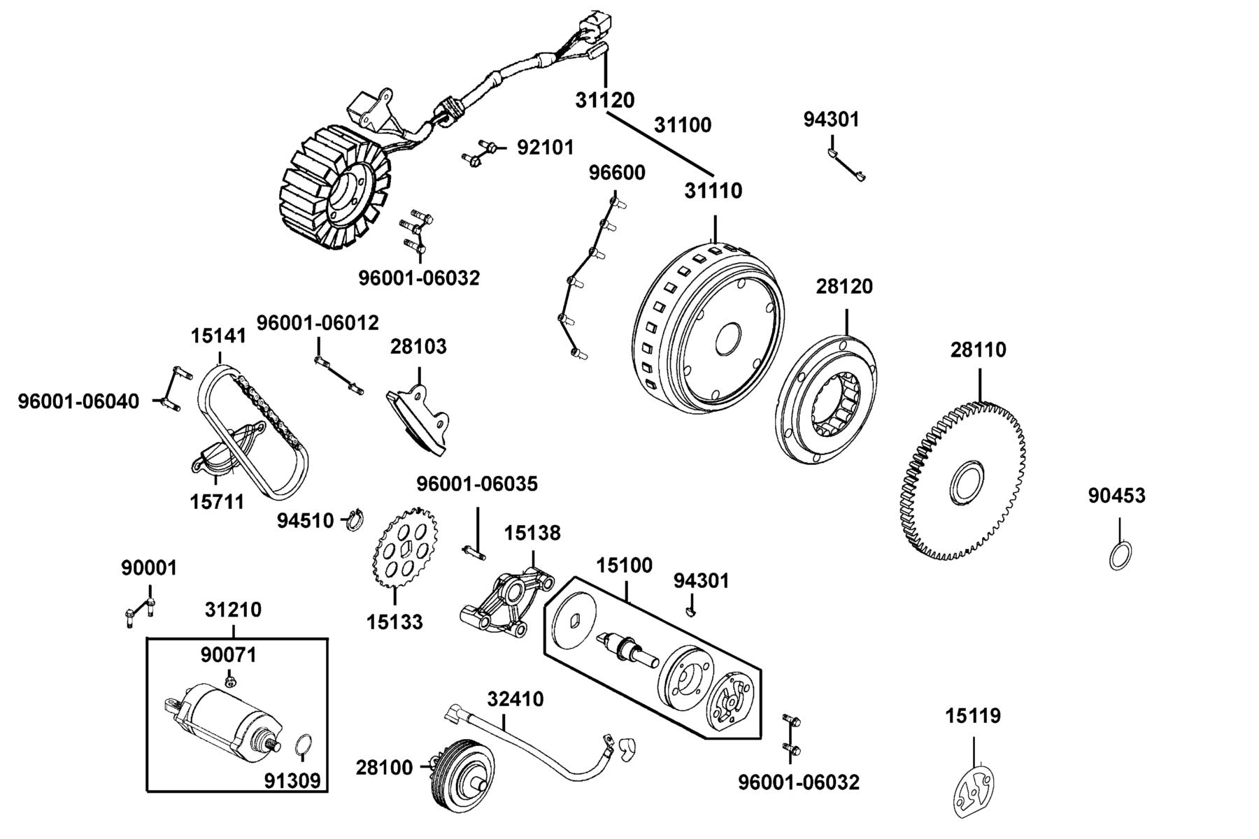 UXV 700i (2016~) Starting Motor ● Generator parts diagram
