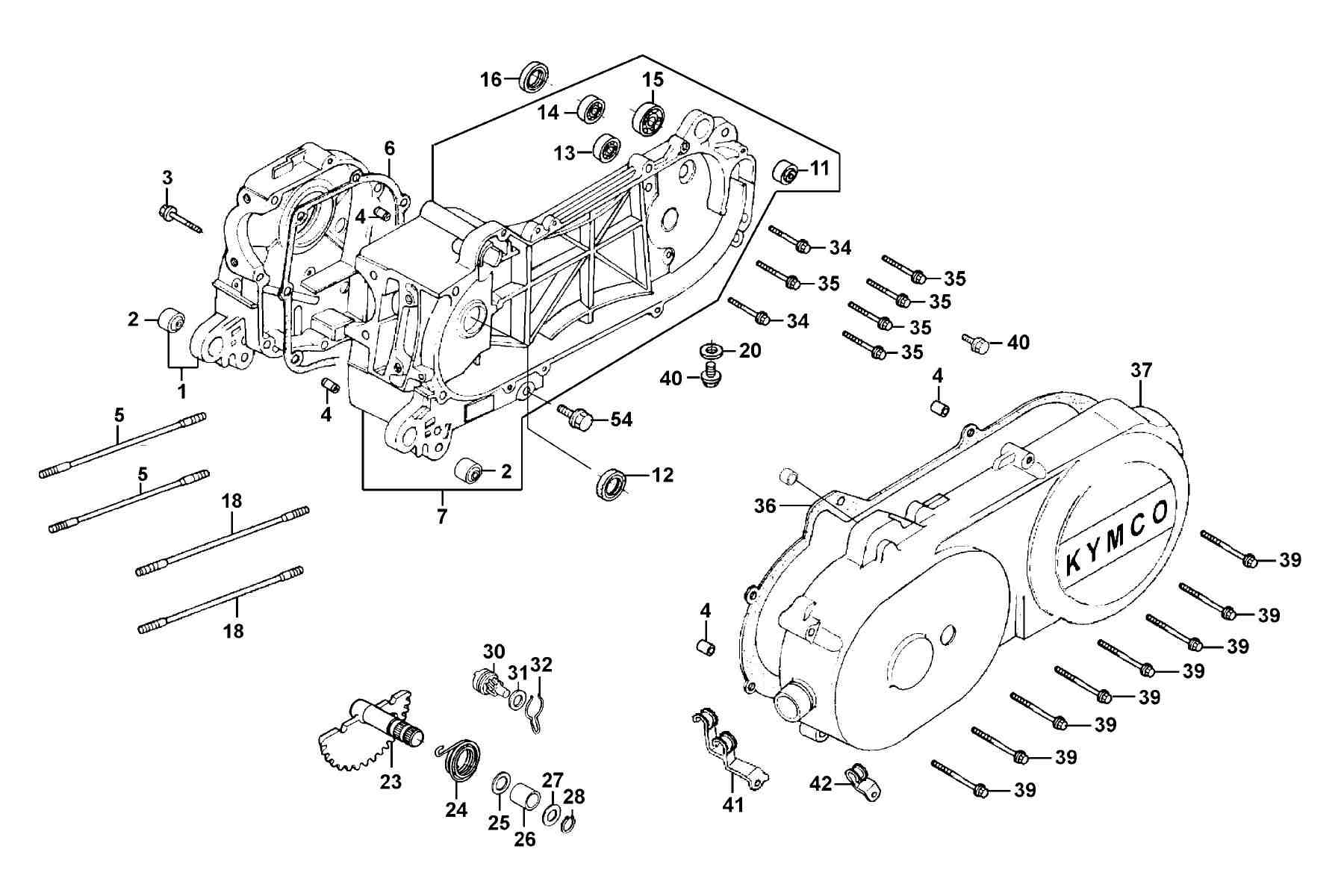 KYMCO FILLY 50 LX (2002-2004) Crank Case parts diagram