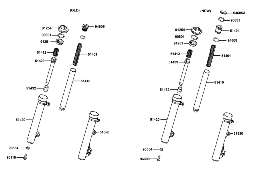 F23 Separated Parts Of Fr Fork parts diagram