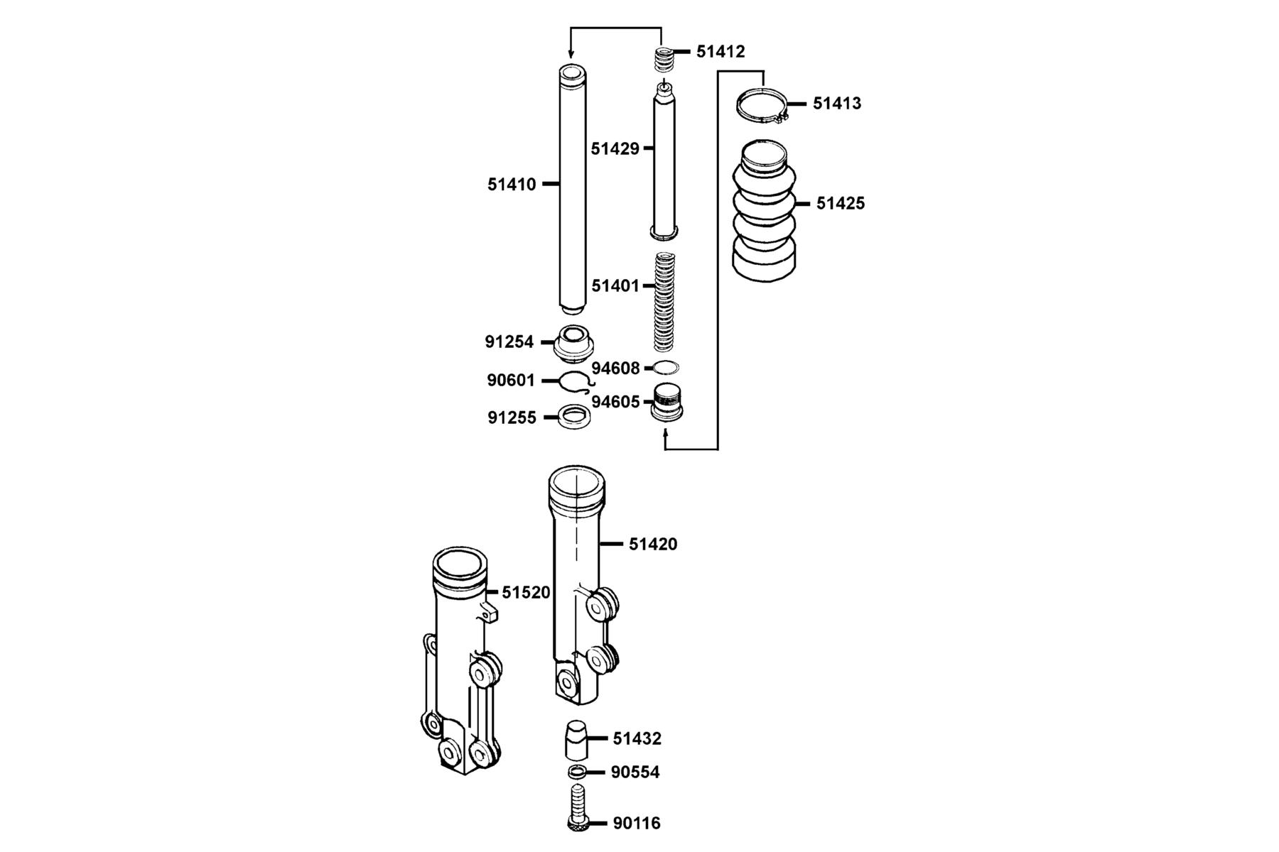 KYMCO VITALITY50 Separated Parts Of Fr Fork parts diagram