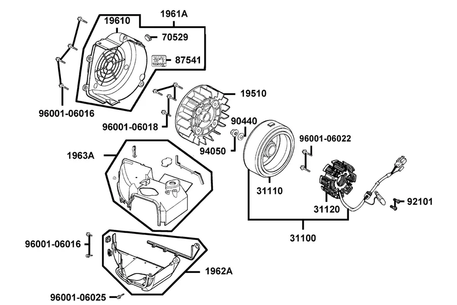 E07 Fan Cover and Generator parts diagram