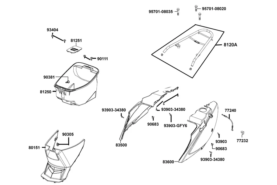 F12 Body Cover and Luggage Box parts diagram