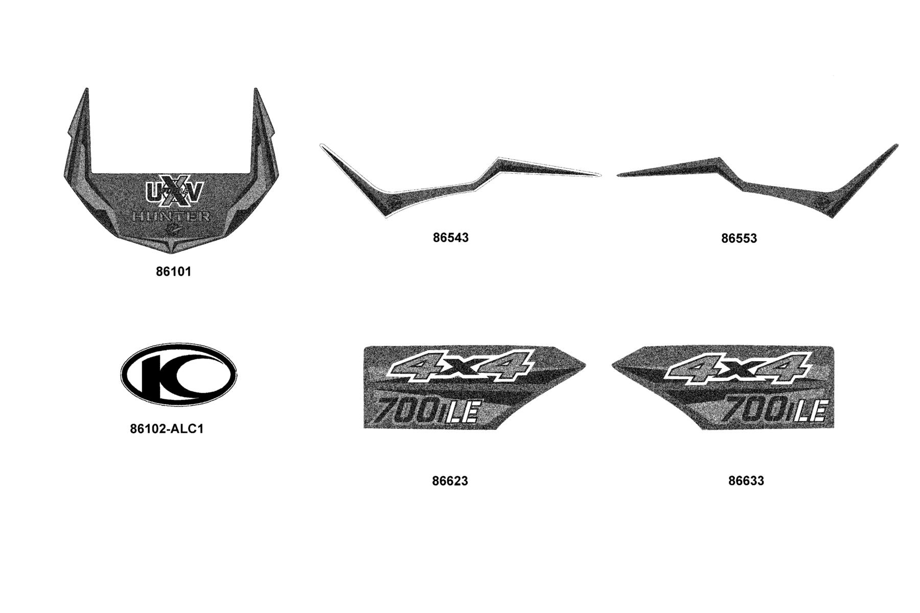 UXV 700i LE HUNTER (2019~) Emblem ● Stripe parts diagram