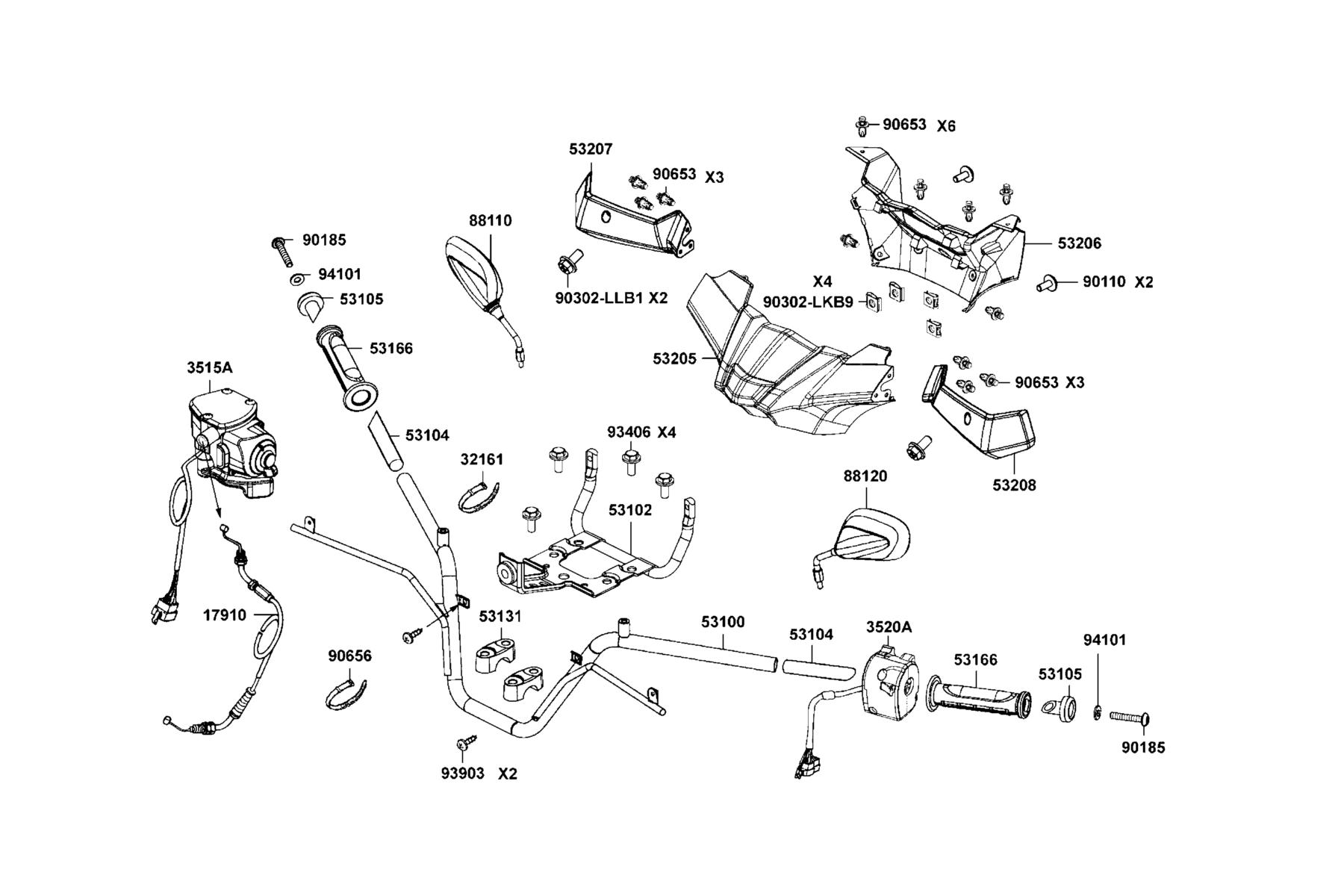 MXU 700 LE(2020) Handle Steering parts diagram
