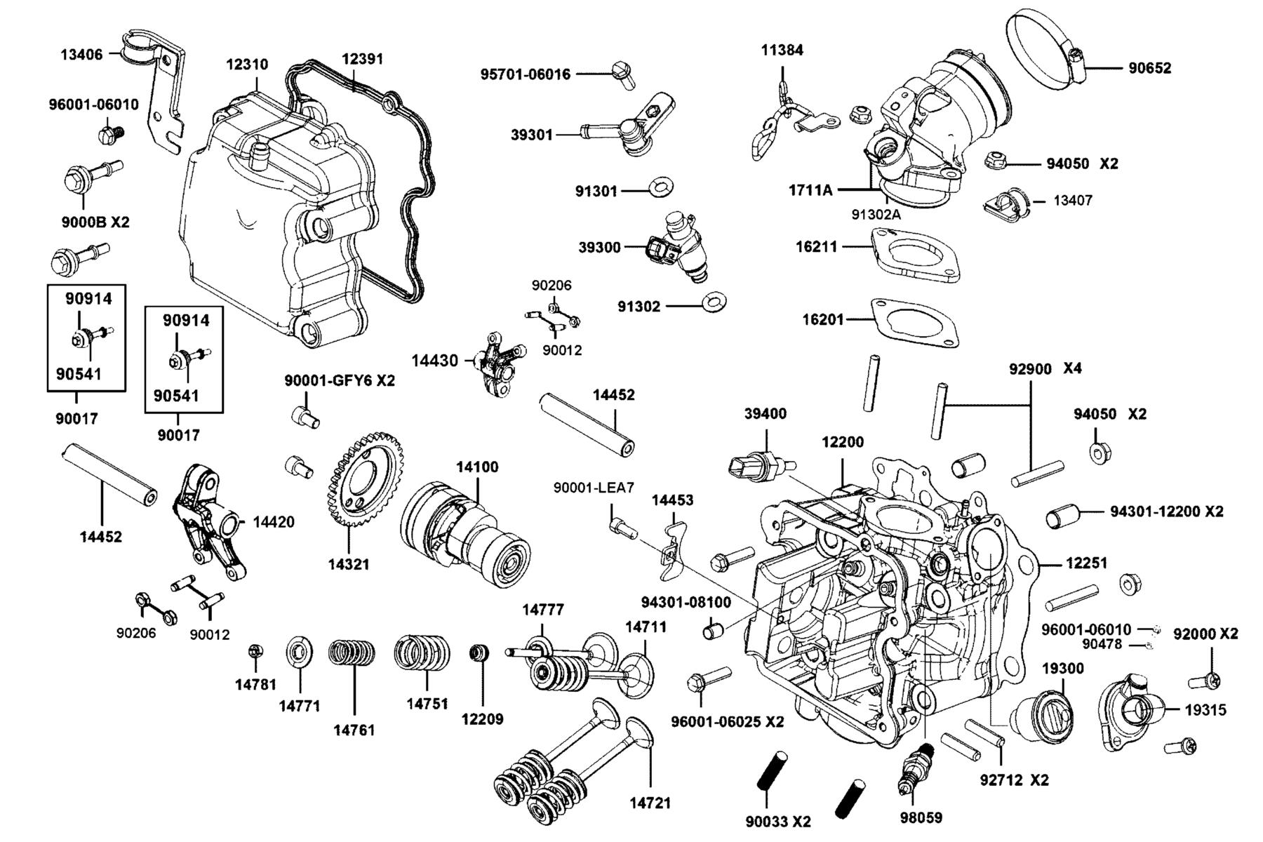 DOWNTOWN GT 350 Cylinder Head Cover ● Cylinder Head parts diagram