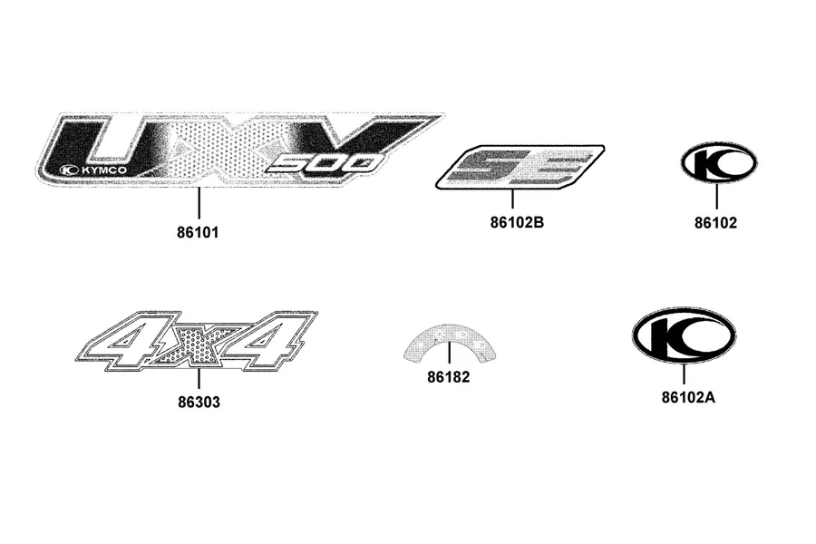 F26 Emblem and Stripe parts diagram