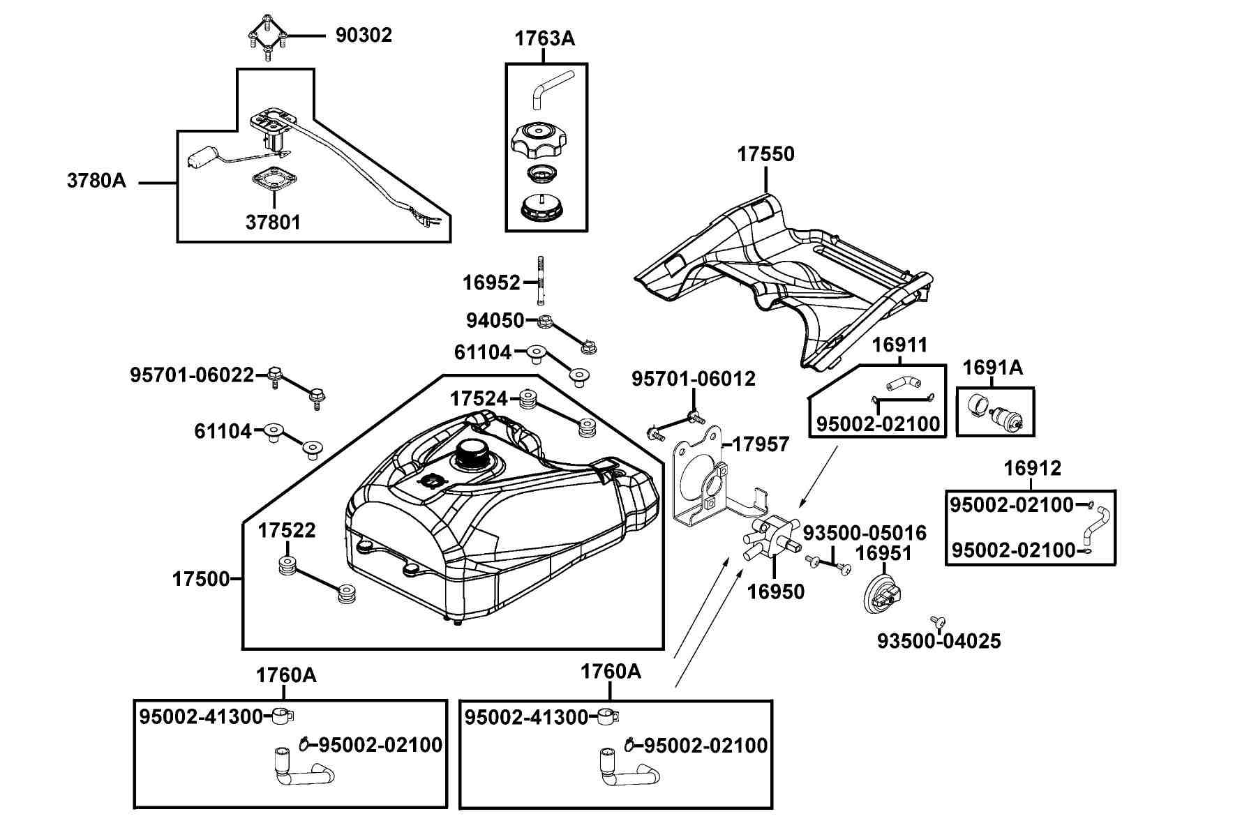 KYMCO MXU 500 (2008-2008) Fuel Tank parts diagram