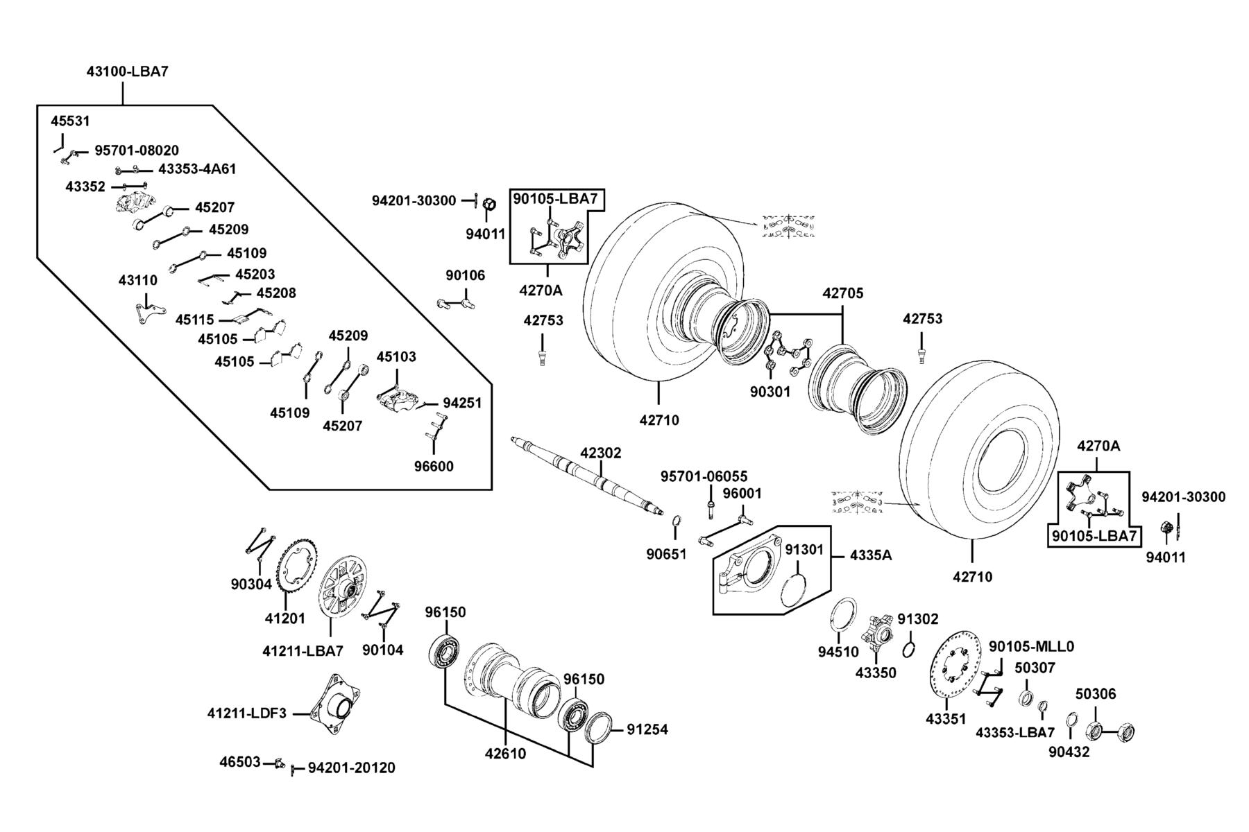 KYMCO Mongoose 250 (2004-2007) Rear Wheel parts diagram