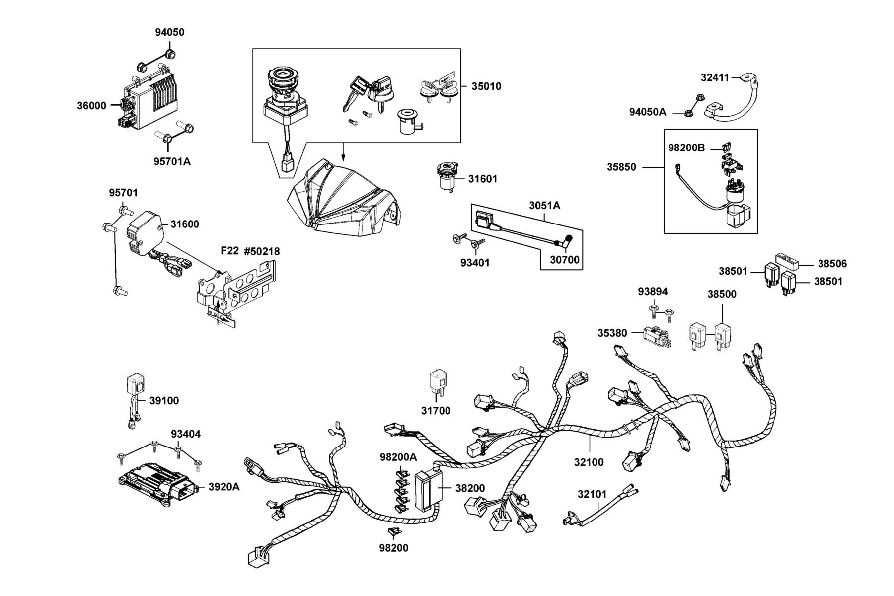 MXU Hunter 700i(2018) Harness Wire parts diagram