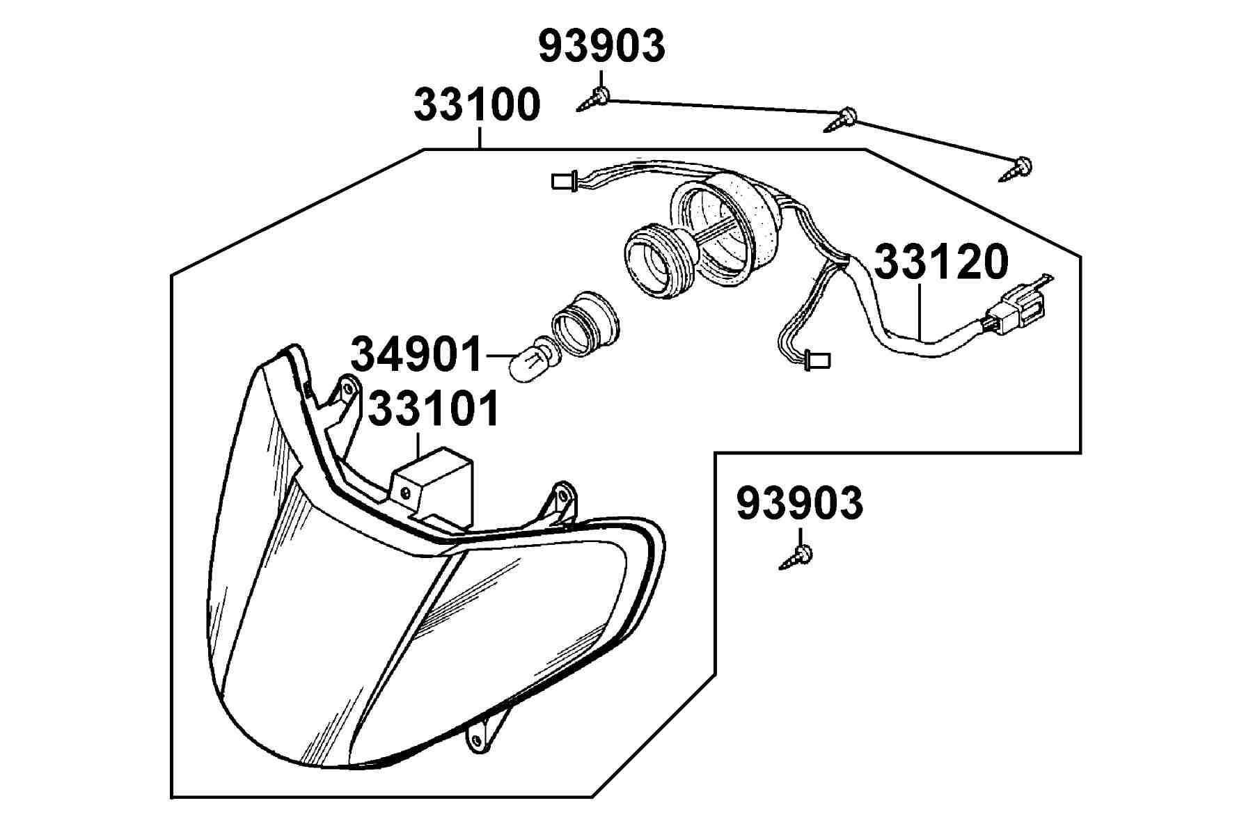 KYMCO SUPER9S (2008-2009) Head Light parts diagram