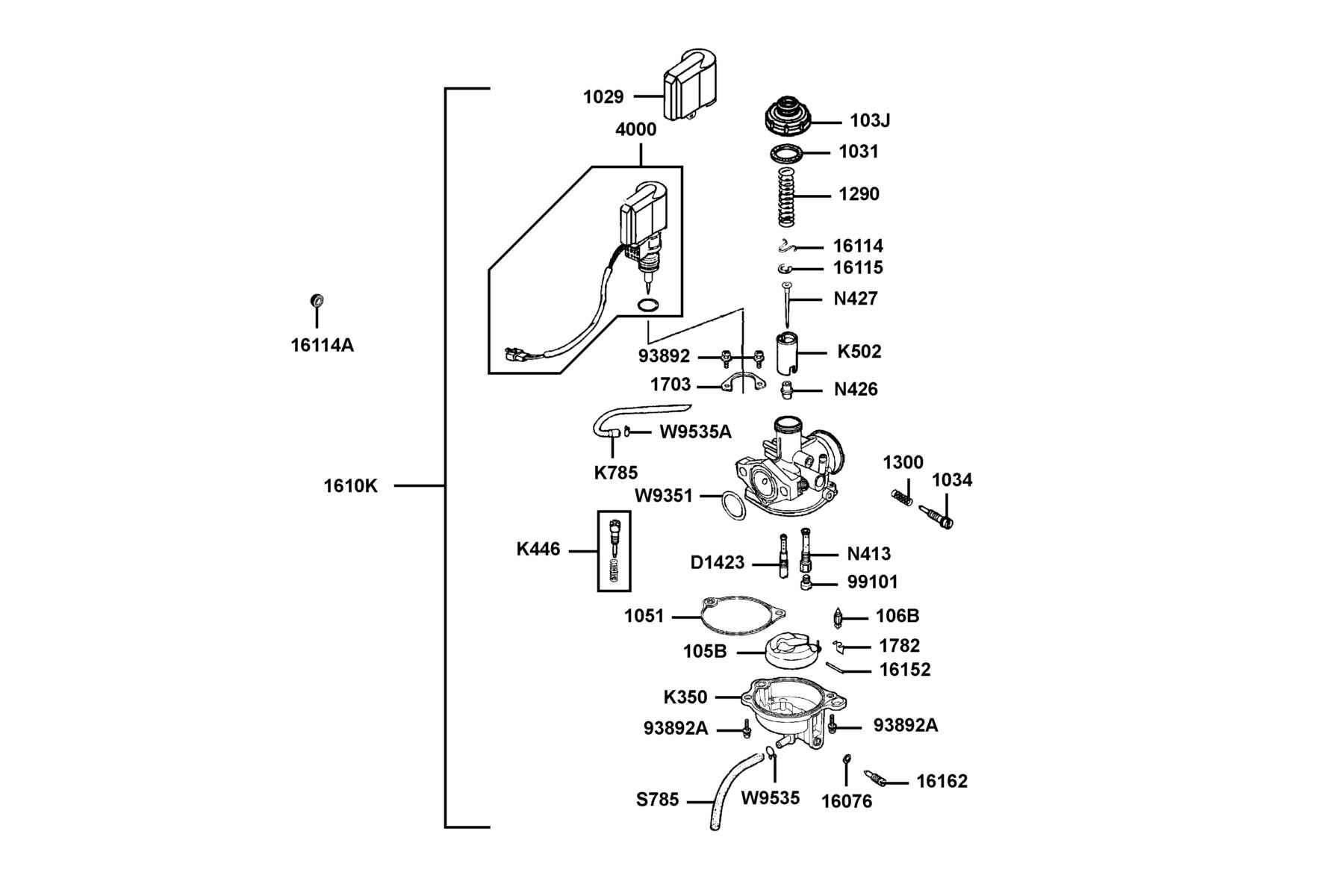 Mongoose 70s(2018) Carburetor parts diagram