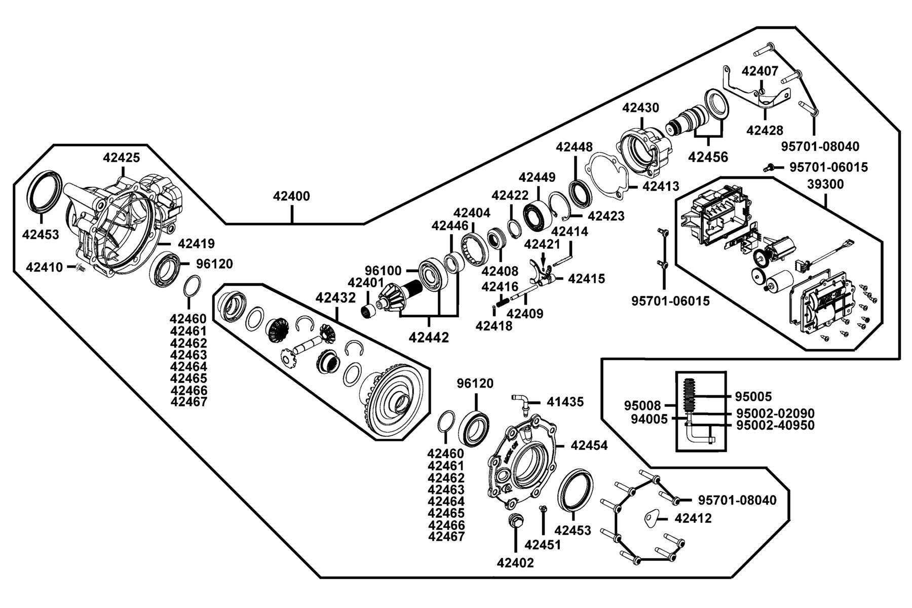 KYMCO MXU 450i (2015+) Gear Case Front parts diagram