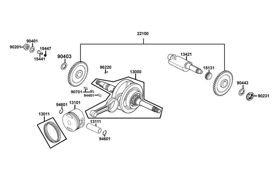 E04 Crankshaft and Piston parts diagram
