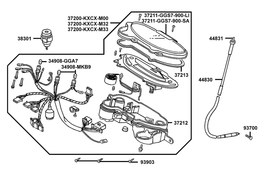 F02 Speedometer parts diagram