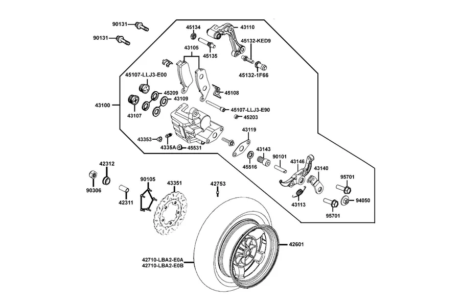 F08 Rear Wheel parts diagram