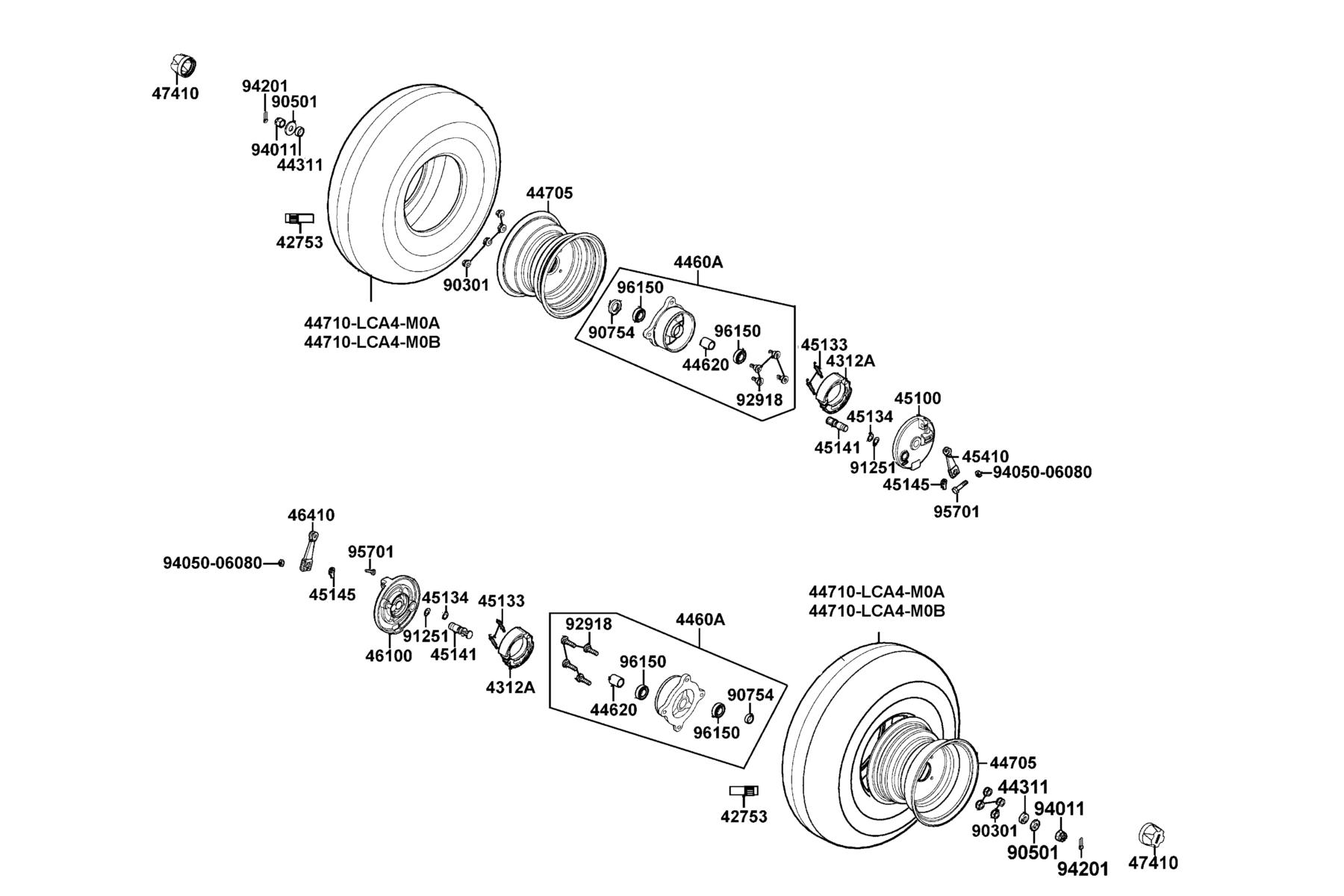 MXU 150 (2016~) Front Wheel parts diagram