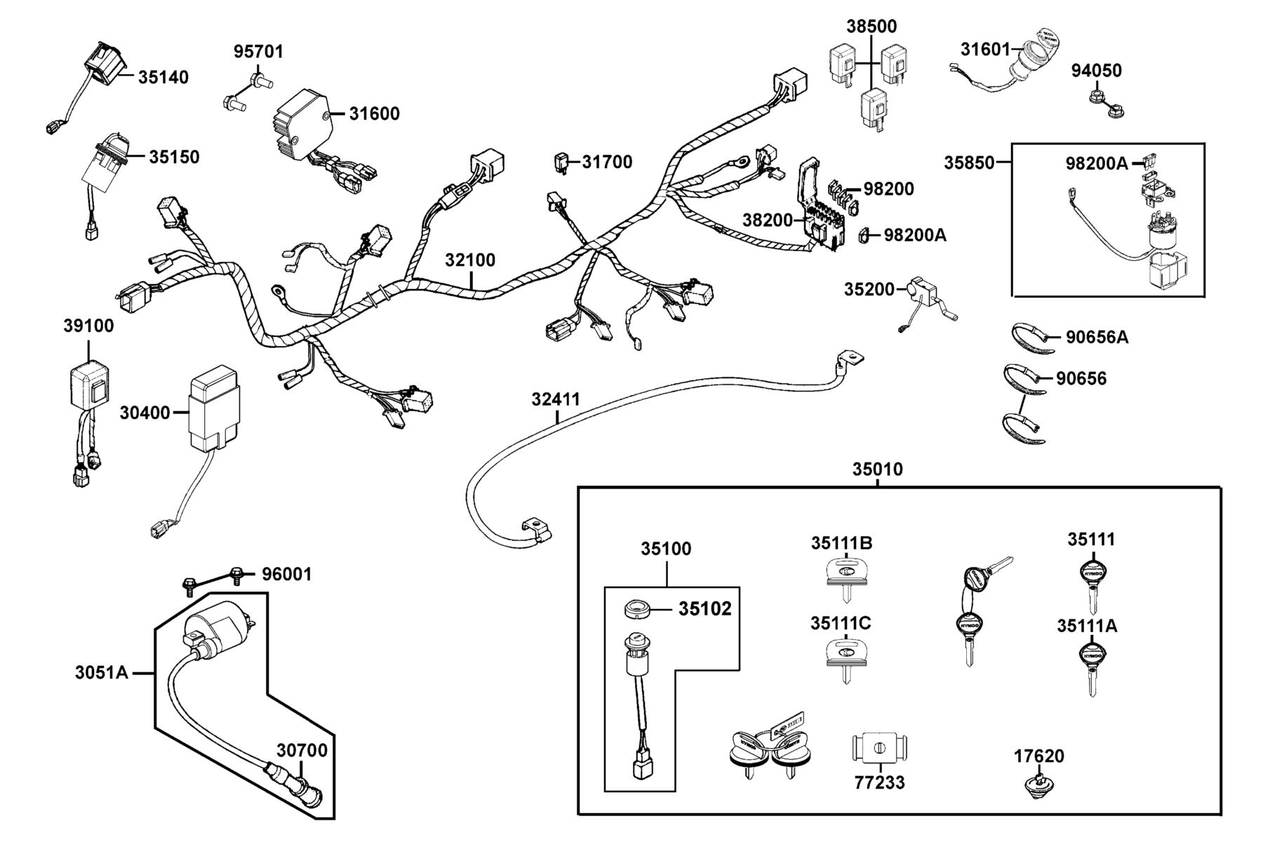 KYMCO UXV 500 (2009-2010) Harness Wire parts diagram