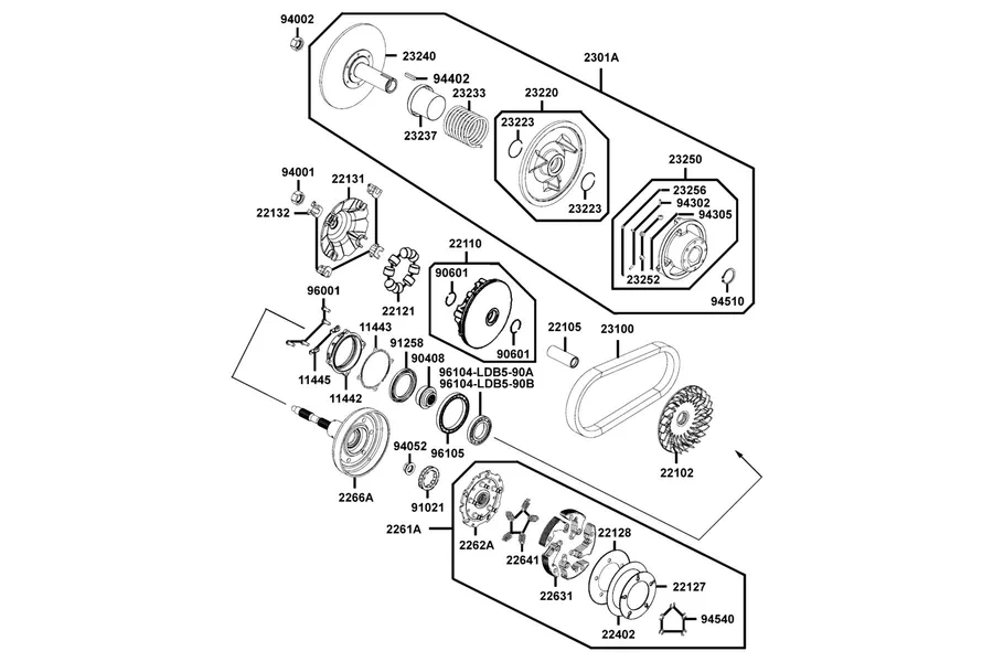 E06 Drive Pulley parts diagram