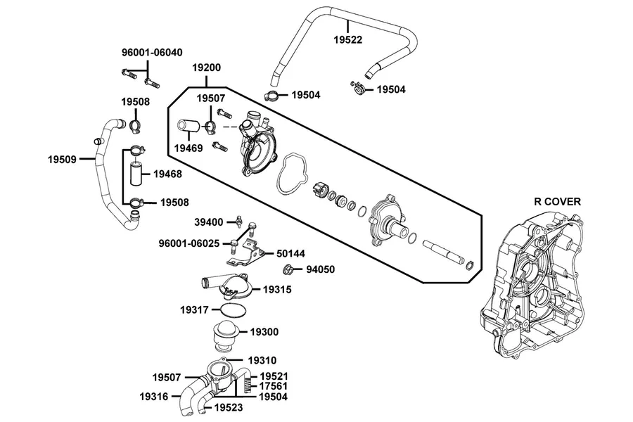 E07 Generator and Water Pump parts diagram
