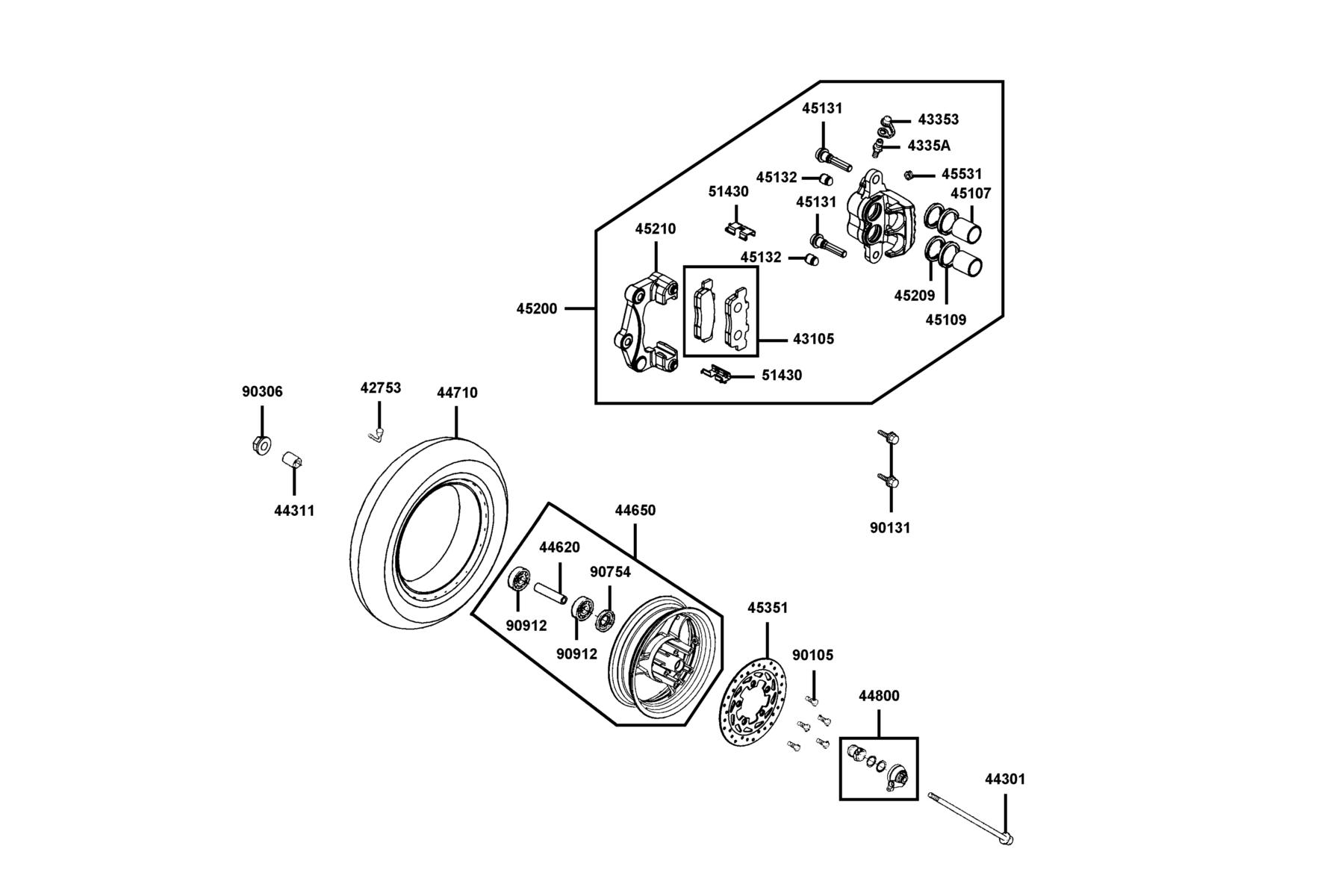 KYMCO MOVIES 150 i (2013+) Front Wheel parts diagram