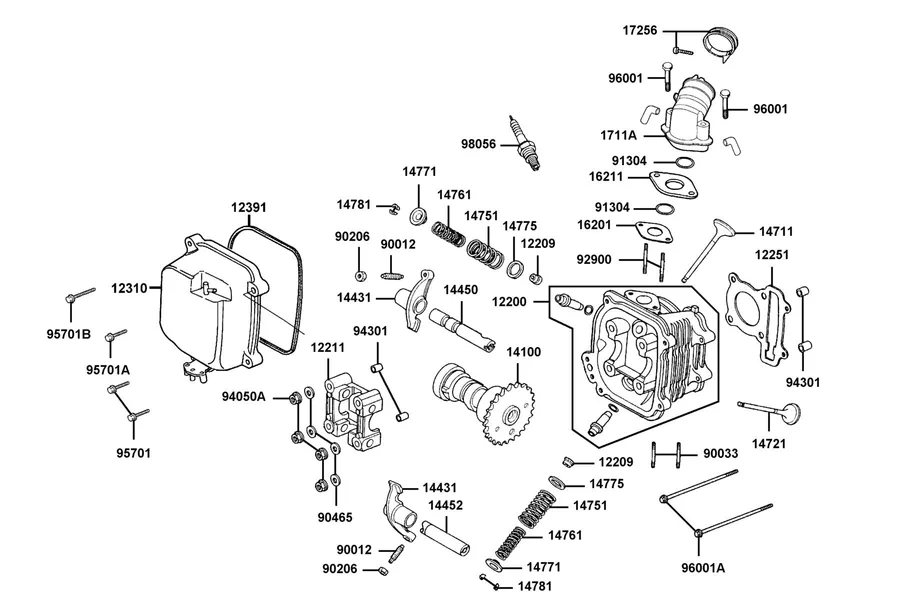 E02 Cylinder Head parts diagram
