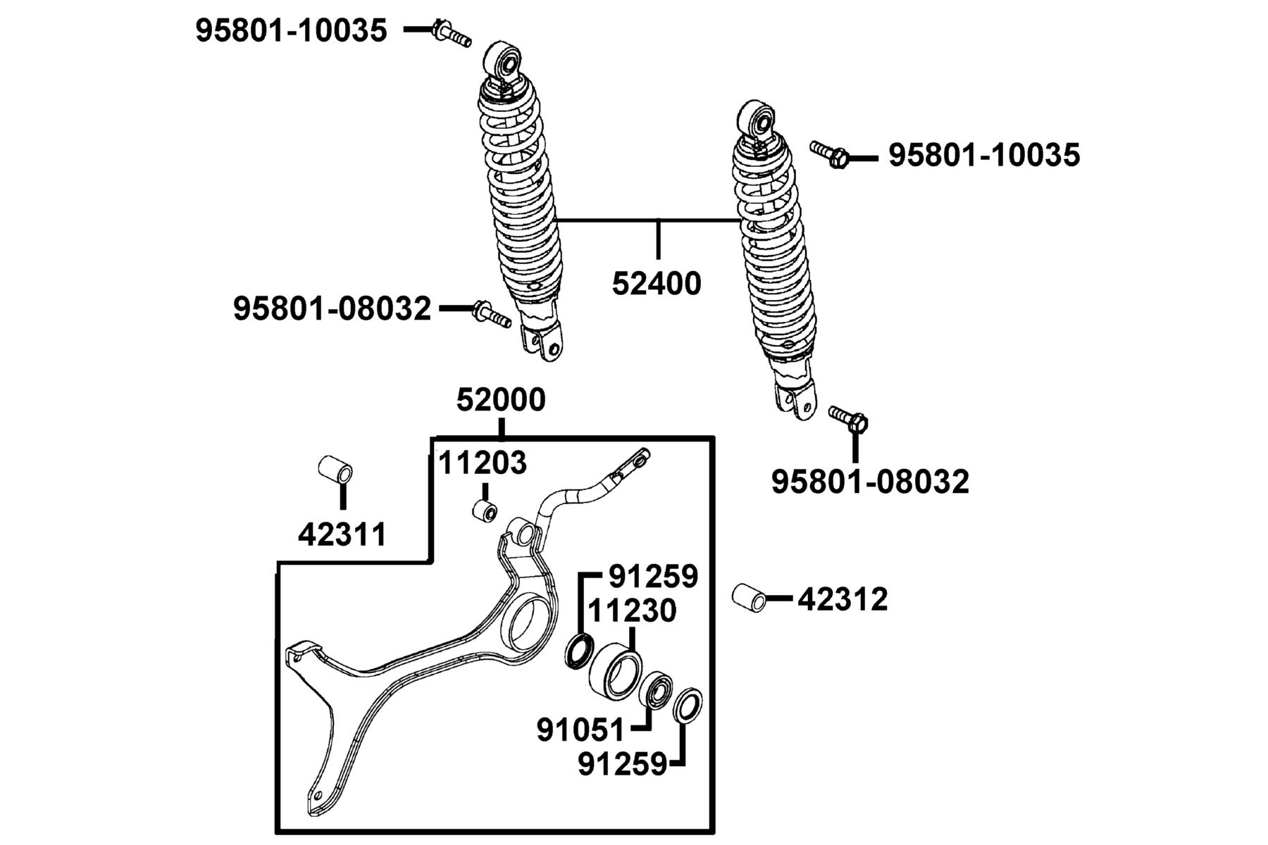SUPER 8 R Rear Cushion parts diagram