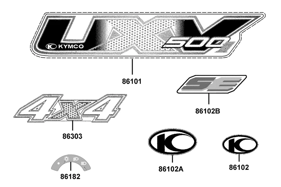 F25 Emblem and Stripe parts diagram