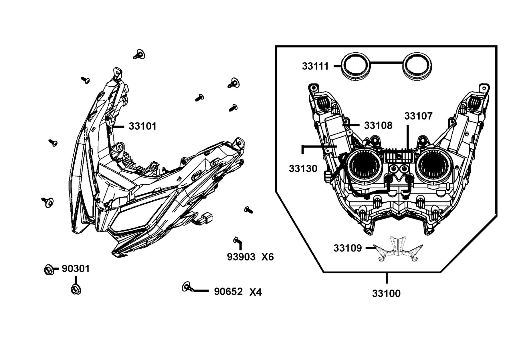 AK550(2021) Head Light parts diagram